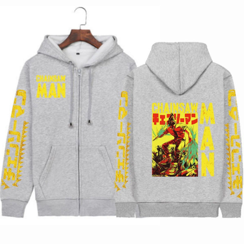 Unisex Anime Print Loog Sleeve Zipper Hoodie