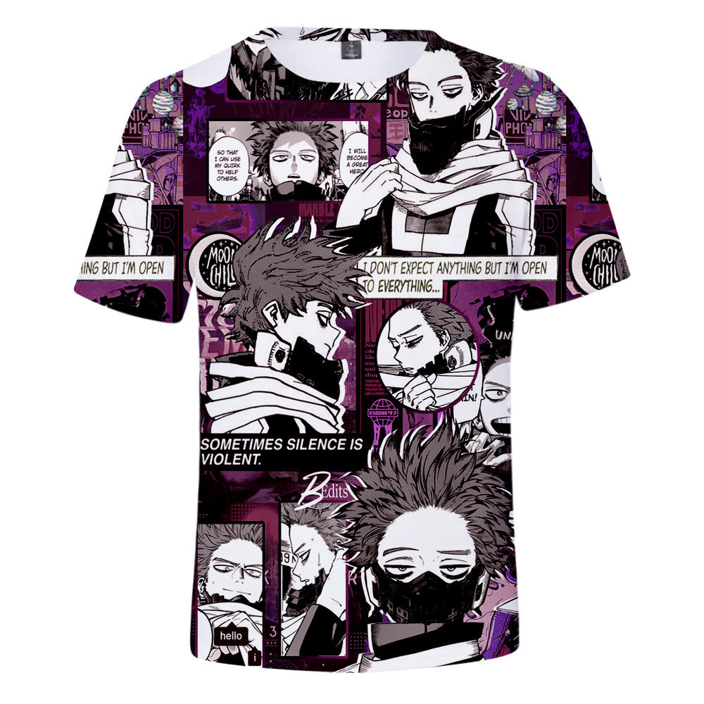 Trendy Anime Pattern Digital Print Short-sleeved T-shirt