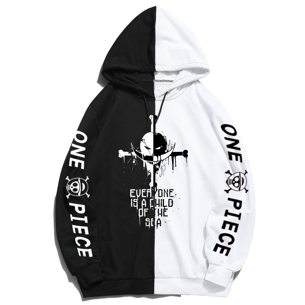 Trendy Anime Graphic Print Color Block Loose Hoodie