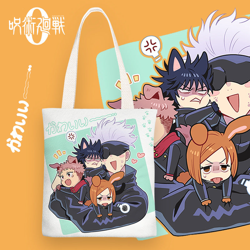 Trendy Anime Zipper Canvas Shoulder Bag