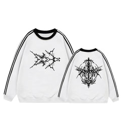 Trendy Kpop ATE Logo Round Neck Striped Sweatshirt