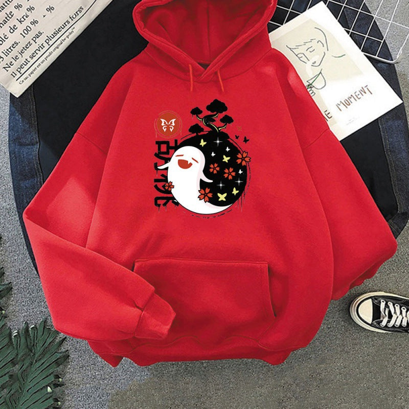 Cute Game Graphic Print Plush Hoodie