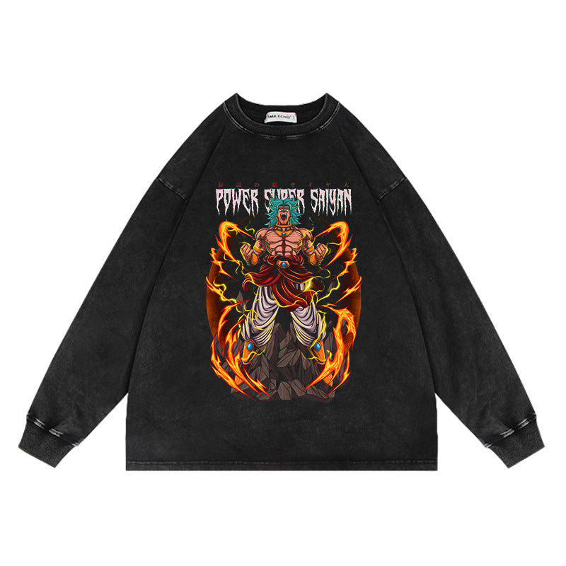 Vintage Anime Washed Oversize Crew Neck Sweatshirt