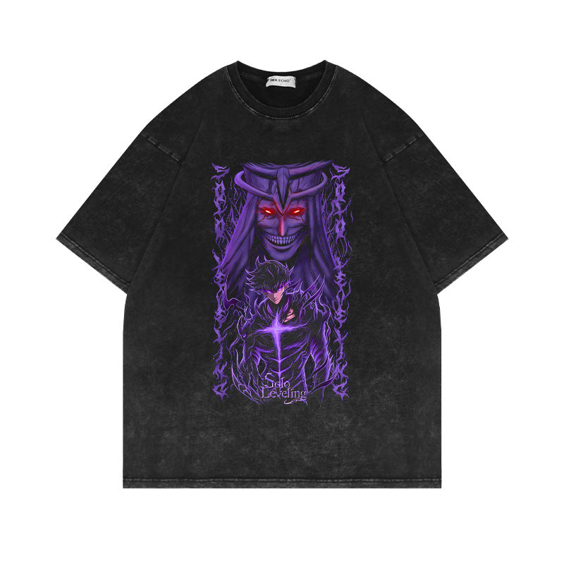 Retro Washed Anime Short-sleeved T-shirt