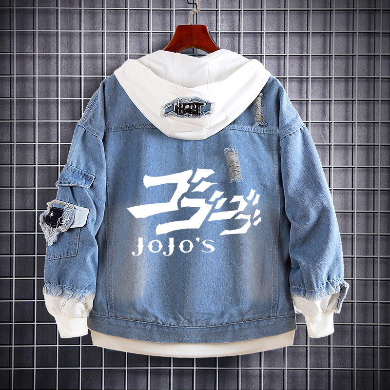 Trendy Jojo Men's Denim Loose Hooded Jacket