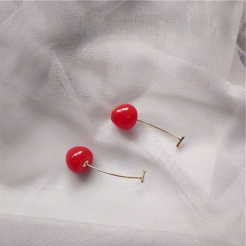 Red Cherry Drop Earrings