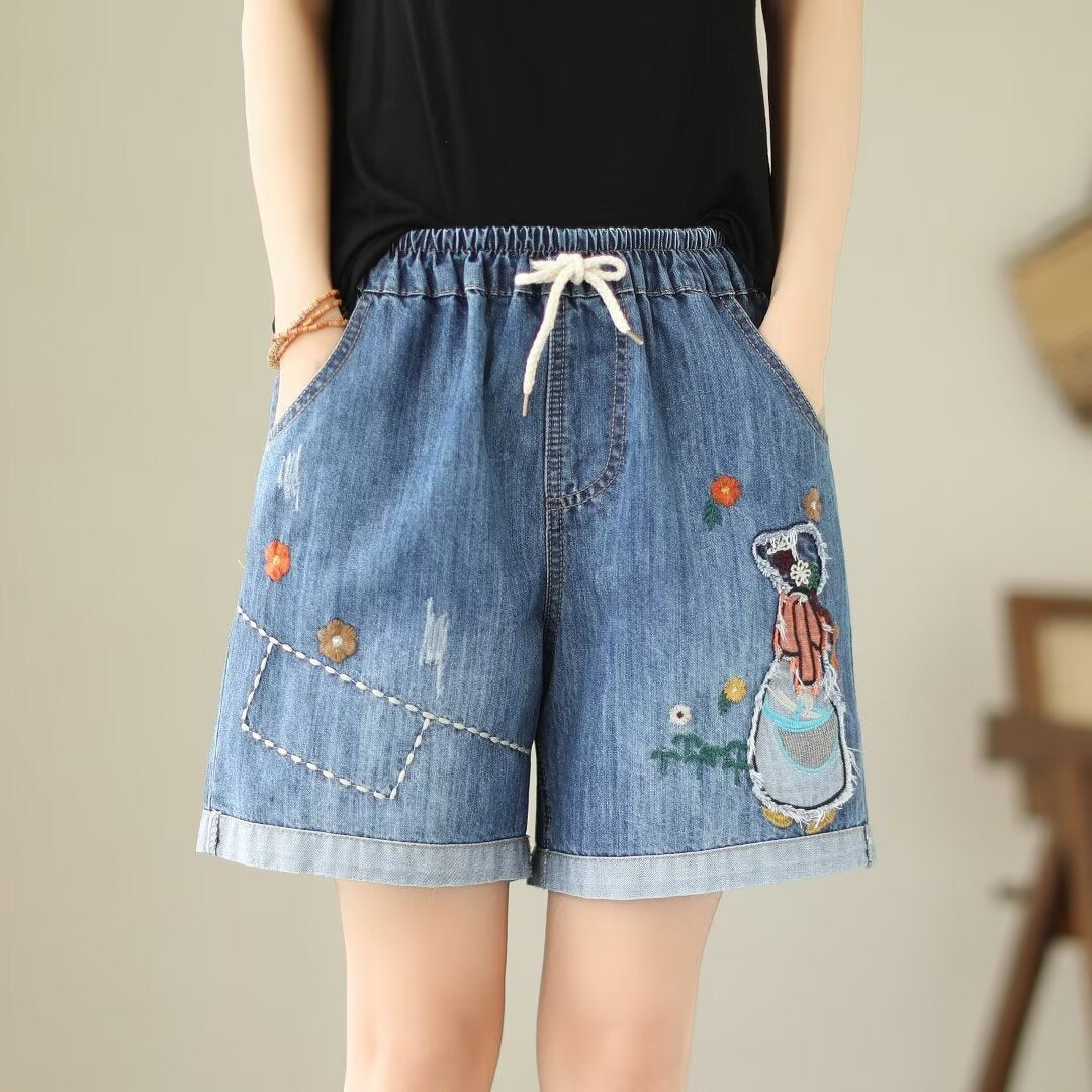 Women's Wide-leg Thin Denim Shorts