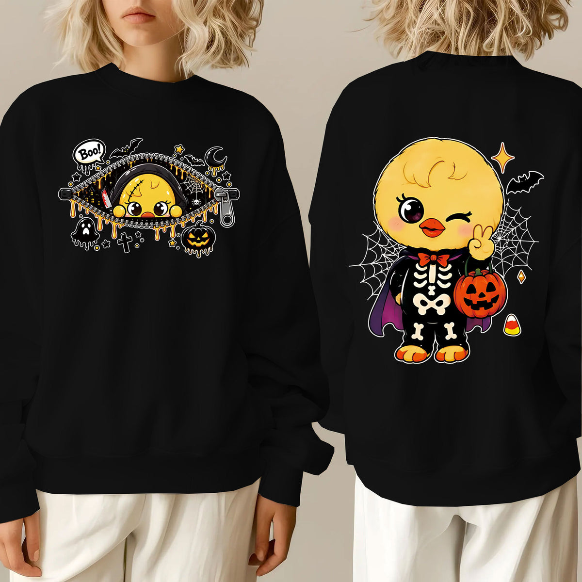 SKZ Halloween Printed Crew Neck Sweatshirt