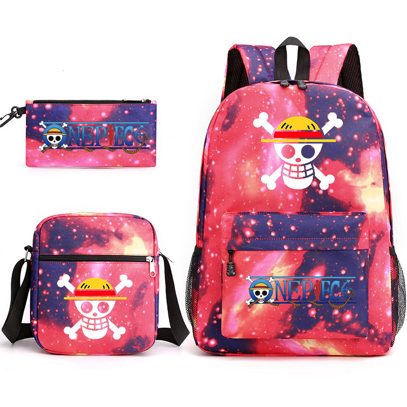 Trendy Anime Backpack Shoulder Pencil Bag Three-piece Set