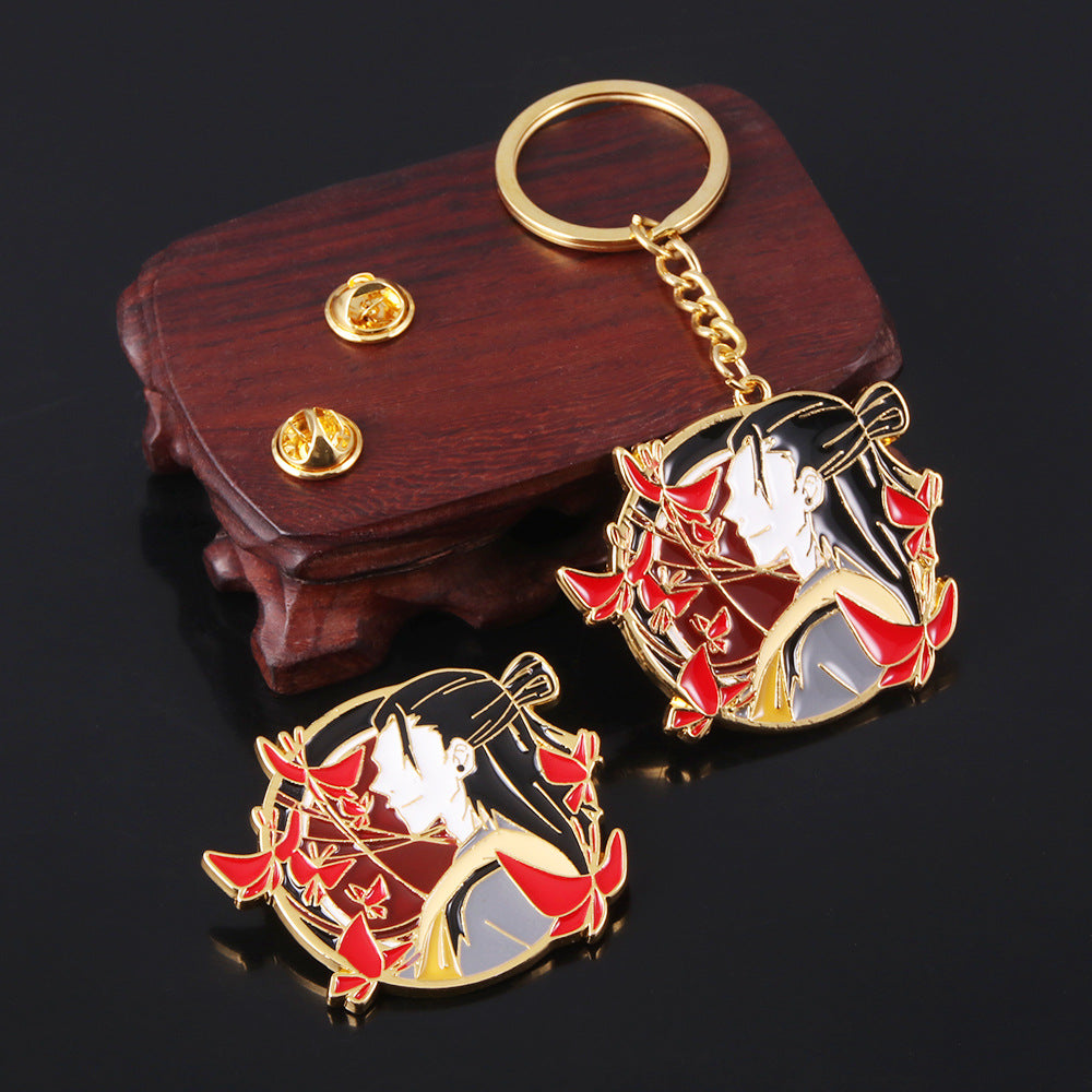 Anime COS Metal Keychain Brooch Badge