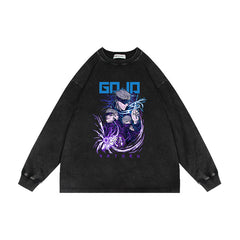 Retro Washed Anime Crew Neck Sweatshirt