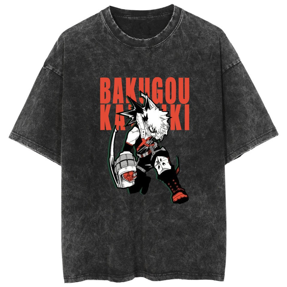 Casual Deku Anime Cotton Washed T-Shirt