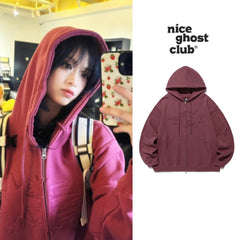Korean Style Niche Patch Design Zipper Hoodie