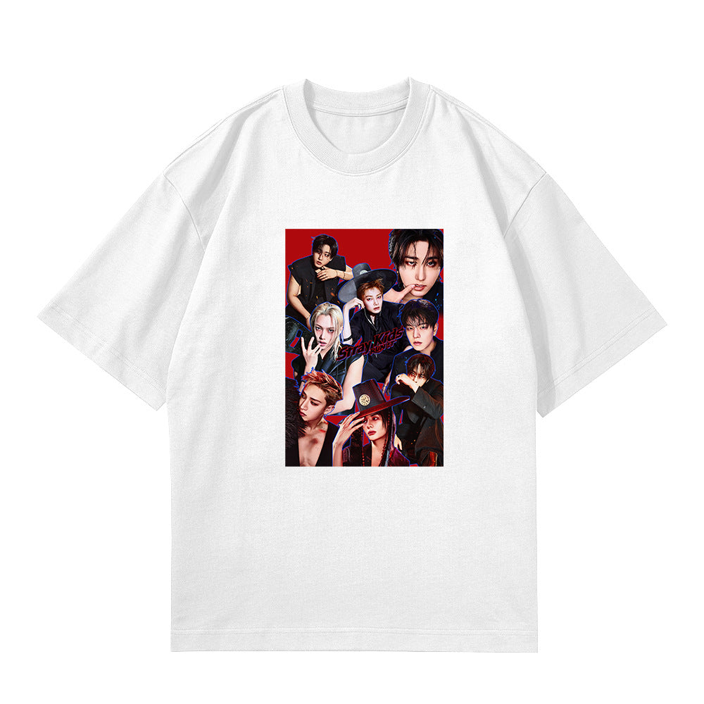 SKZ RUN IT Poster Round Neck Short-sleeved T-shirt