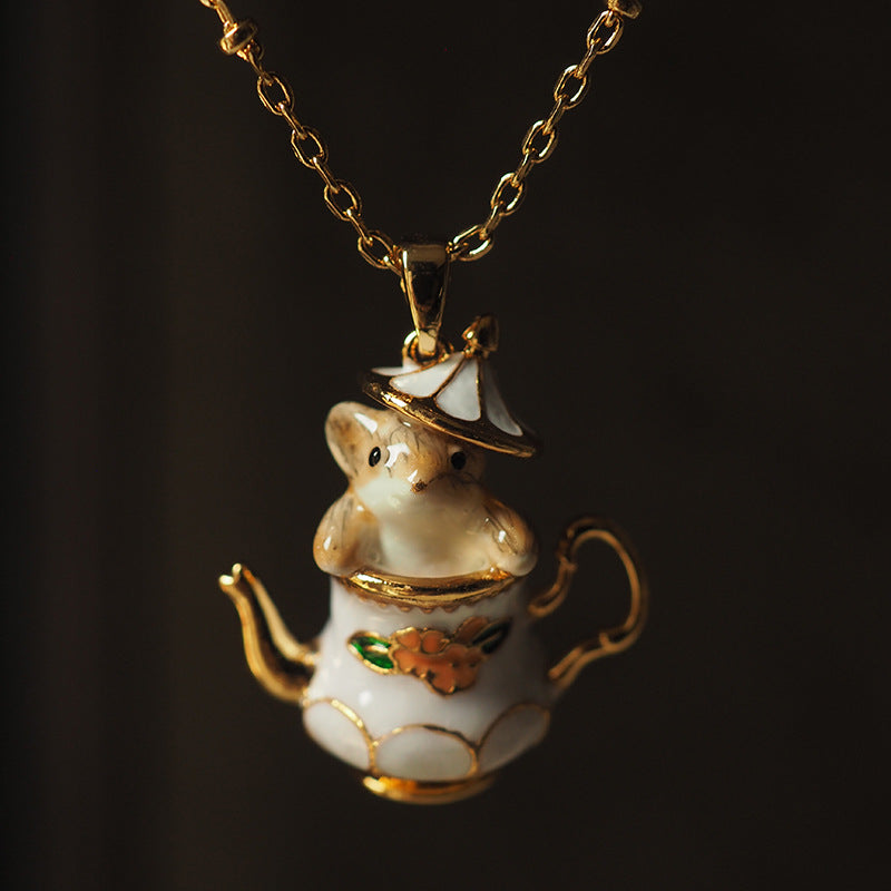 Hamster In My Teapot Earrings Necklace