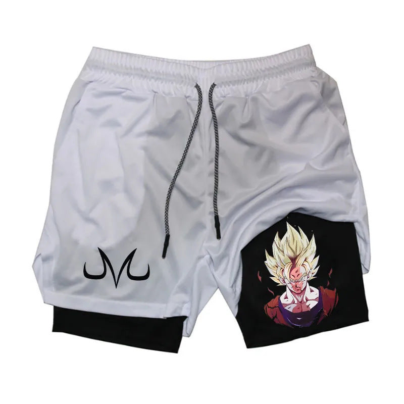 Men's Anime Digital Print Double-layer Fitness Shorts