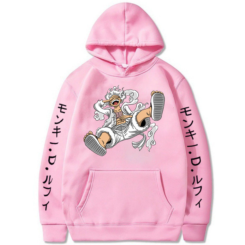 Unisex Luffy Fifth Gear Printed Anime Casual Hoodie