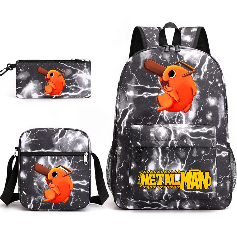 Pochita School Bag Three-piece Backpack