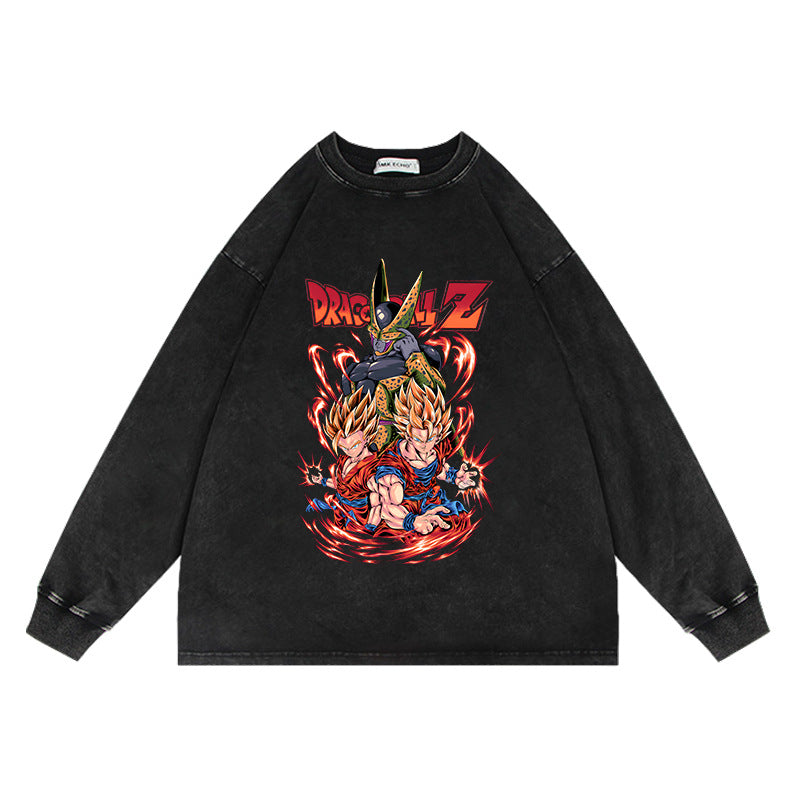 Vintage Anime Washed Oversize Crew Neck Sweatshirt