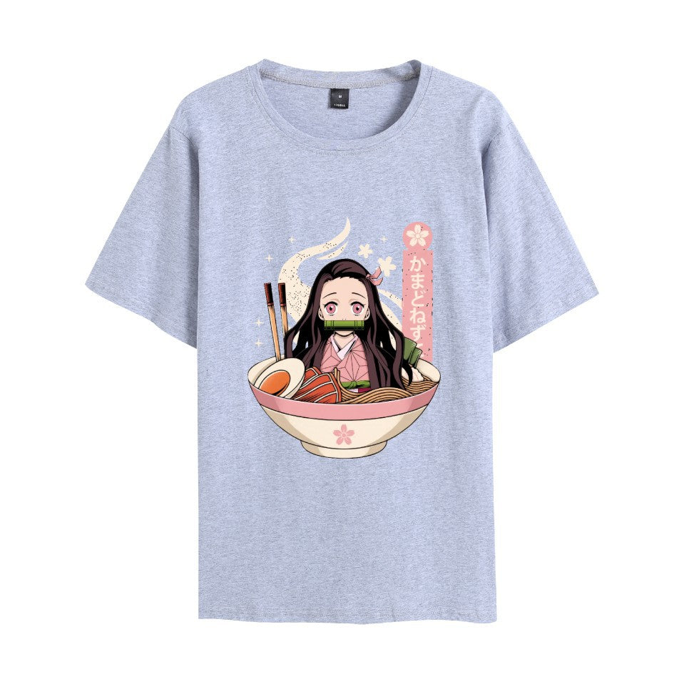 Unisex Anime Printed Crew Neck Loose T-Shirt