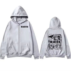 Game Letter Printed Loose Zipper Hoodie