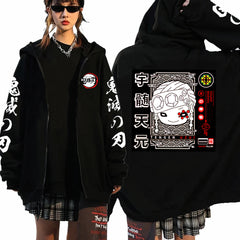 Unisex Anime Pattern Casual Zip Up Hoodie