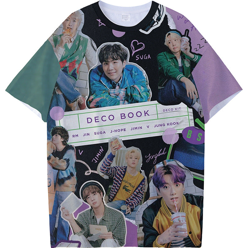 KPOP Graphic Digital Print Short Sleeve T-Shirt