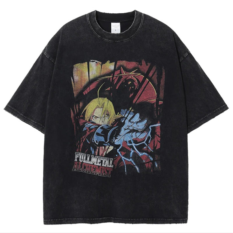 Retro Anime Washed Short Sleeve T-Shirt