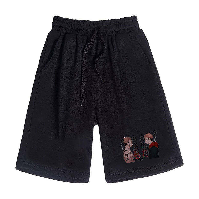 Men's Anime Print Casual Sports Loose Shorts