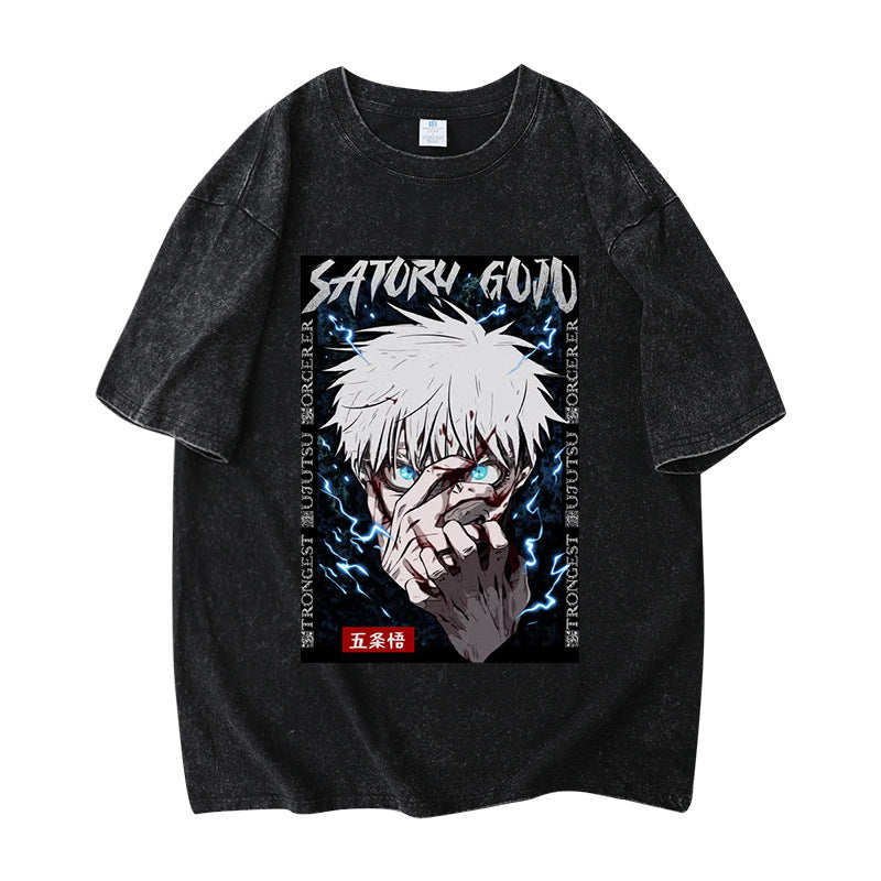 Vintage Washed Trendy Anime Short-sleeved T-shirt