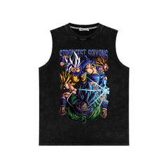 Retro Anime Washed Loose Sleeveless Vest