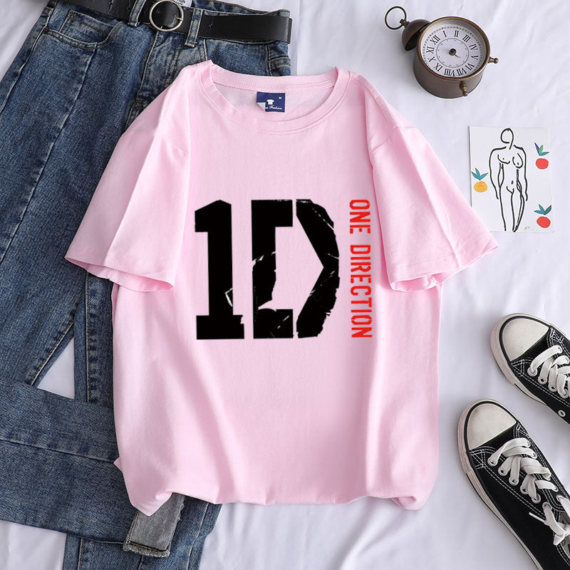 Casual 1D Short-sleeved Cotton T-shirt