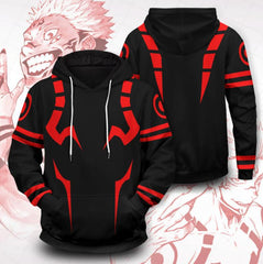 Unisex Anime Digital Print Zipper Cosplay Hoodie