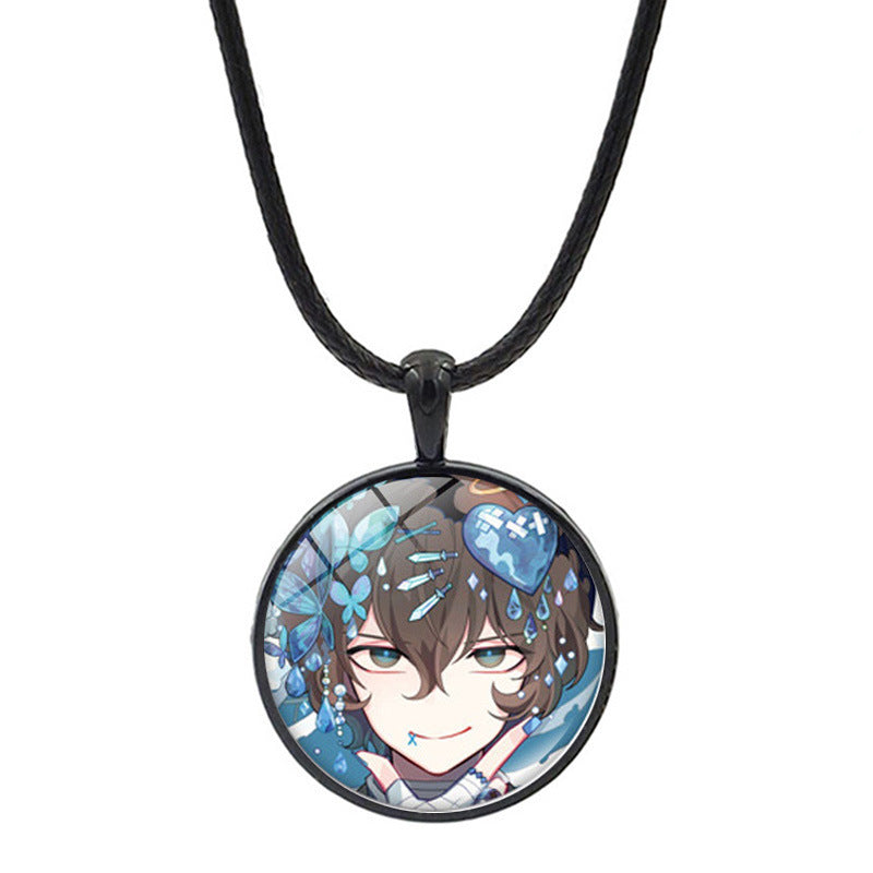 Versatile Anime Pendant Leather Rope Necklace