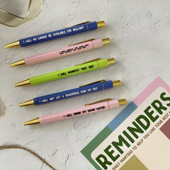 5 REMINDERS Press Ballpoint Pen Card Set