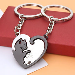 Yin Yang Cat Couple Keychain Pendant