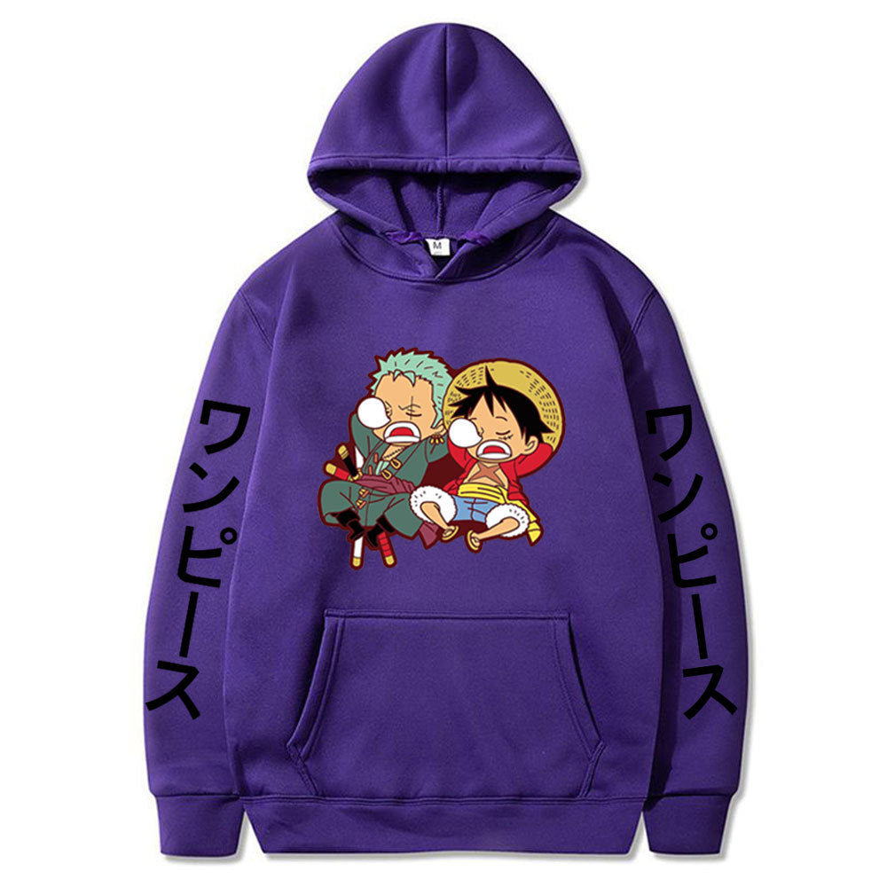 Unisex Luffy Zoro Cartoon Graphic Pullover Hoodie