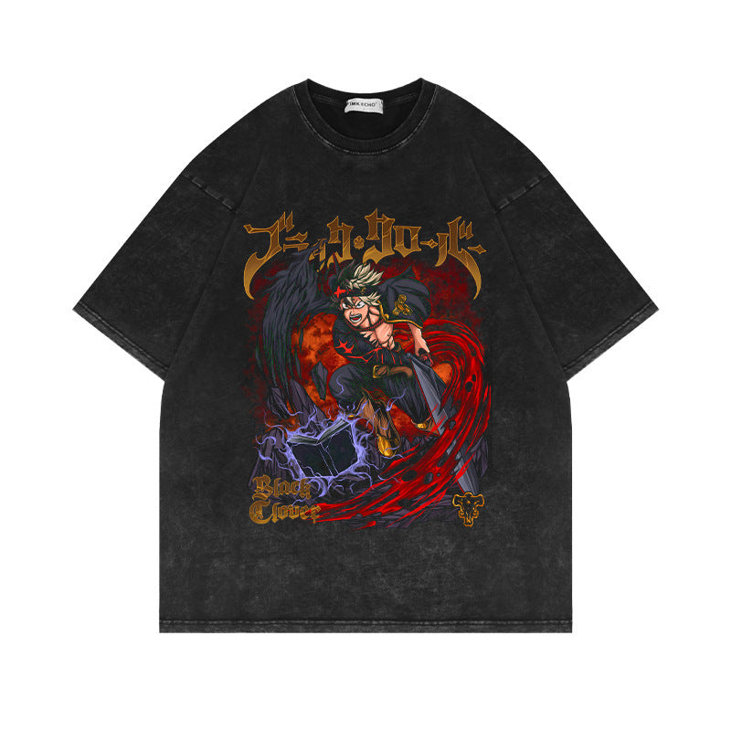 Retro Anime Short-sleeved Washed T-shirt