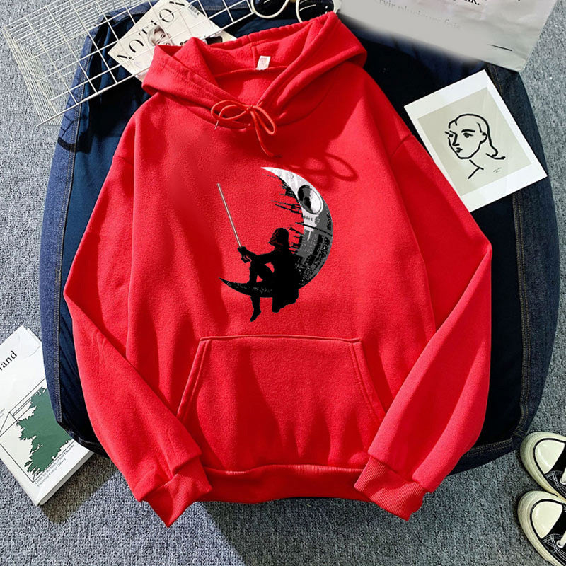 Unisex Moon Darth Vader Pattern Printed Hoodie