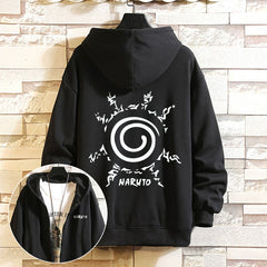 Men's Anime Zip Up Loose Hooded Jacket