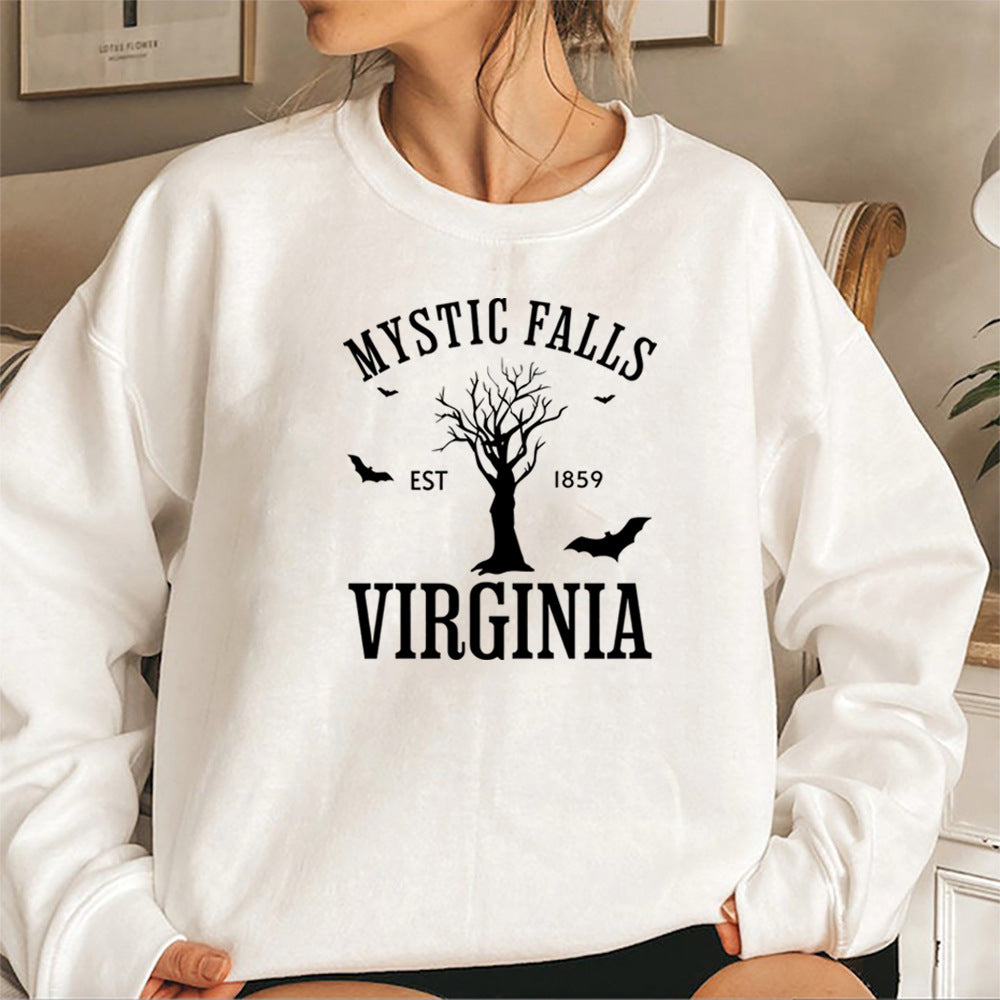 Mystic Falls Virginia Letter Print Sweatshirt