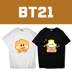 Cute Women's Kpop Cartoon Printed Loose T-shirt