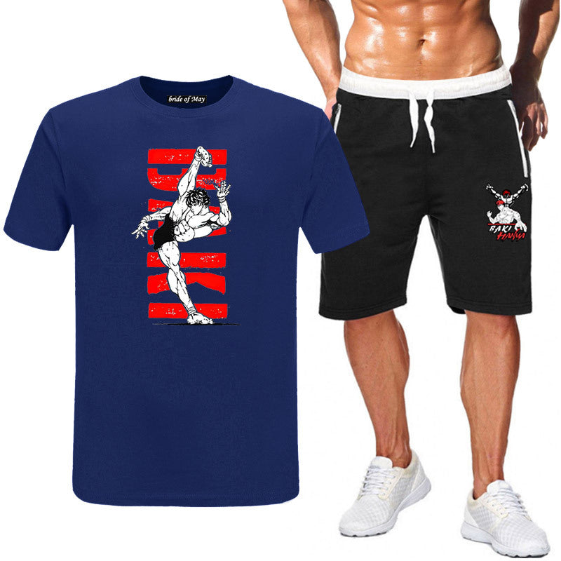 Men's Baki Anime T-Shirt Shorts Two-piece Set