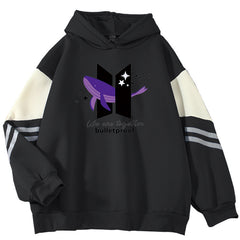 Trendy Kpop Color Block Loose Hoodie