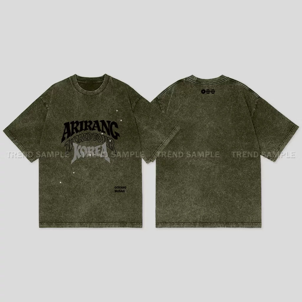 BTS ARIRANG Printed Cotton Washed Short-sleeved T-shirt