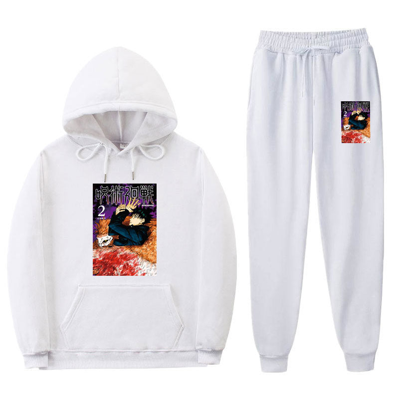 Men's Anime Print Loose Casual Hoodie Pants Set