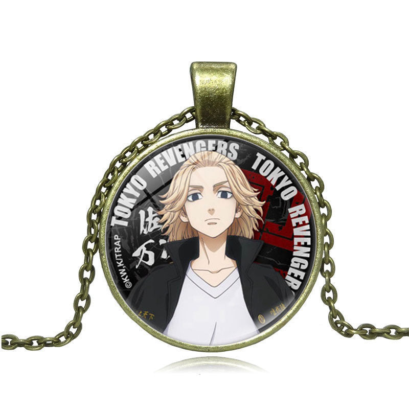 Retro Anime Time Gem Pendant Necklace