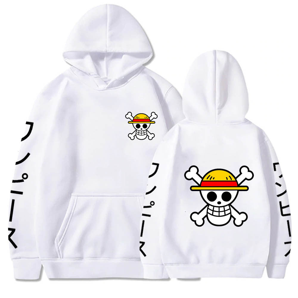 Unisex Straw Hat Logo Graphic Loose Hoodie