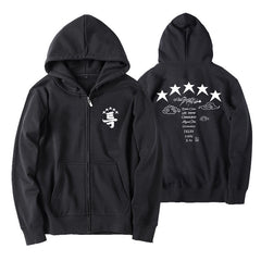 Chic Unisex Kpop Zip Up Black Hoodie