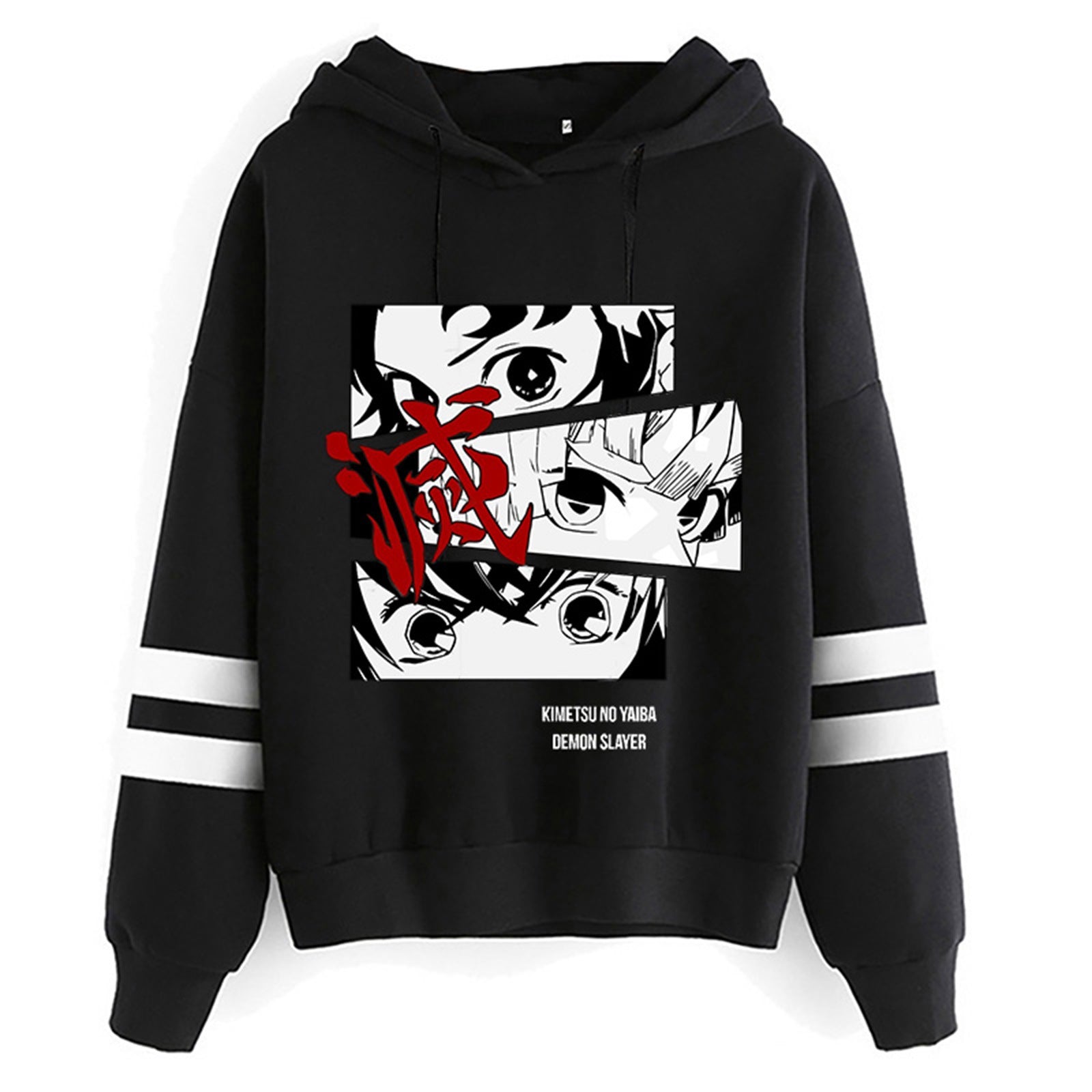 Casual Cute Anime Figure Striped Pullover Hoodie